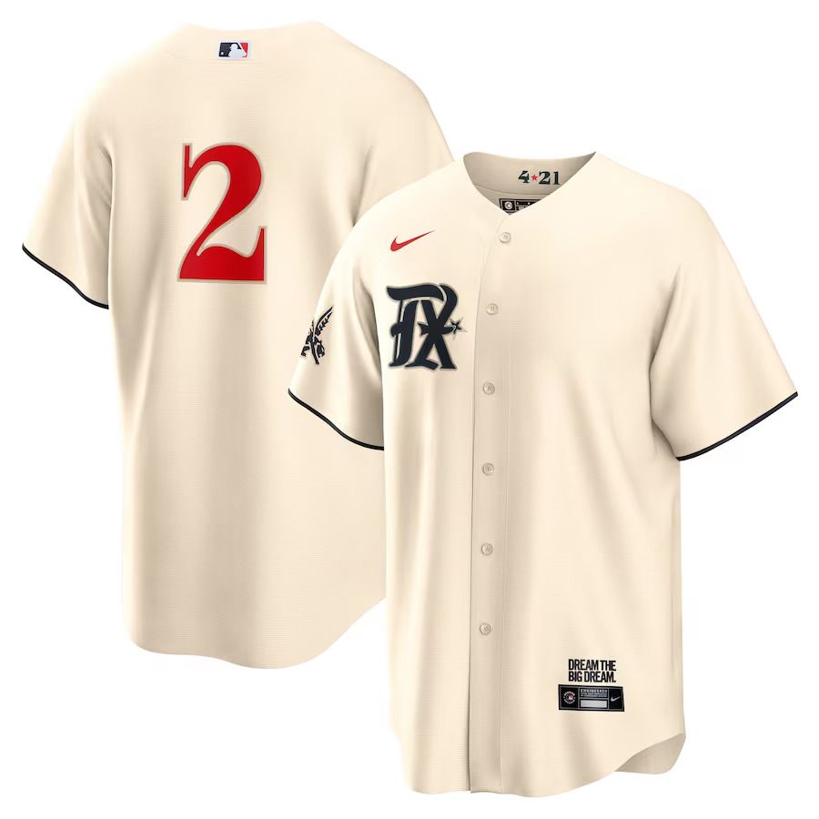 Men Texas Rangers 2 Marcus Semien Nike Cream 2023 City Connect Replica Player MLB Jersey